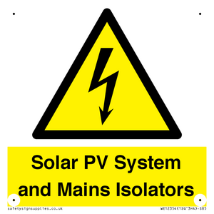 Solar PV System and Mains Isolators